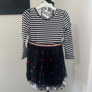 Cat and Jack Black, White, and Orange dress w/ cat print on skirt.